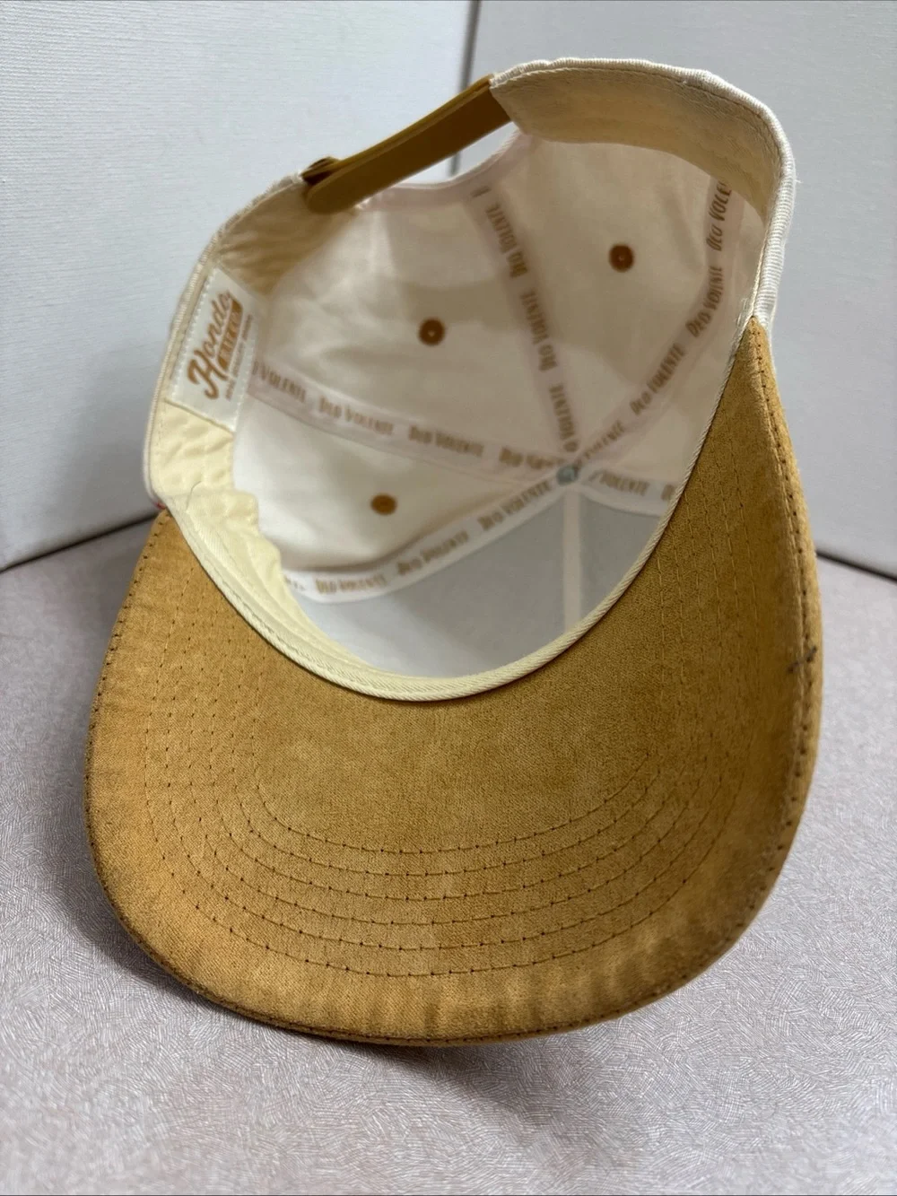 Texas Hondo Hat Co Snapback Cap Brown White Spell Out One Size Suede Bill